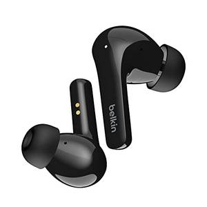  Belkin SOUNDFORM Flow True Wireless Noise-Cancelling-Kopfhörer, kabellos, Bluetooth-Kopfhörer, schweiß- und spritzwassergeschützt, Schutzart IPX5, 31 Std. Betrieb, für iPhone, Galaxy, Pixel – Schwarz 