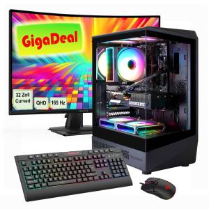 GameMax PC-Komplettsystem »GigaDeal Gaming-PC-Set Infinity Mini BK«, Windows 11 + Gigabyte GS32QC LED-Monitor Curved, 80 cm (32