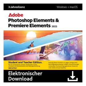 Adobe Photoshop & Premiere Elements 2025 | 3 Jahre Studierende & Lehrende 