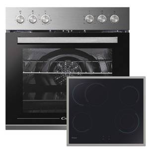 Candy Backofen-Set edelstahl PCHT22CXCUTCEX, mit normal, Aquactive Reinigung, Umluft, Hi Light Kochfeld, 6 Programme, 4 Kochzonen inkl. Zweikreiszone und Bräterzone, Aquactive Reinigung 