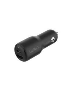  Belkin BoostCharge 2-Port-Kfz-Ladegerät, 42 W, Schnellladen mit USB-C, 30 W PPS, USB-A-Anschluss, 12 W, für Apple iPhone 15, 15 Pro, 15 Pro Max, iPhone-Serien 14, 13, Samsung Galaxy S23 usw. – Schwarz 