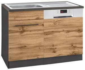 Held MÖbel Spülenschrank Tulsa, 110 cm breit, inkl. Tür/Sockel für Einbaugeschirrspüler, schwarzer Metallgriff, hochwertige MDF Front, inkl. Einbauspüle aus Edelstahl 