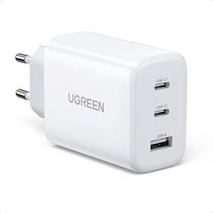  UGREEN USB C Ladegerät 65W USB C Netzteil 3-Port PD Fast Charger USB C Schnellladegerät unterstützt 60W kompatibel mit Steam Deck, MacBook Pro/Air, iPad Pro/Air, iPhone 13/12/11, Galaxy S22/S21 usw. 