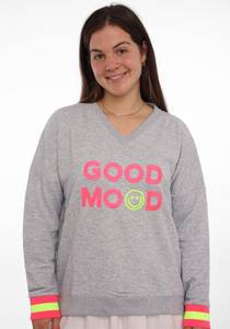 Zwillingsherz Sweatshirt, mit aufgesticktem Smiley und 