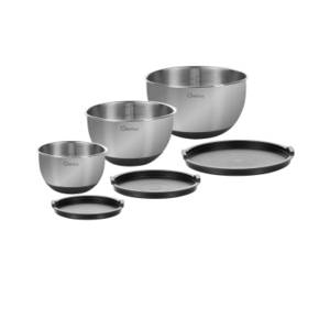 Genius Rührschüssel Edelstahl-Schüsseln, Set 6-tlg., (6er Set), stapelbar, integrierte Messskala, rutschfester Silikonboden 
