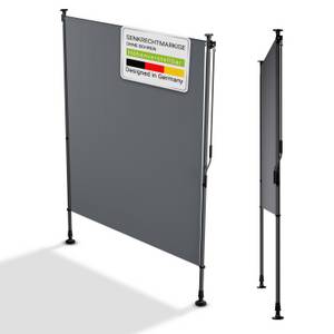 Juskys Senkrechtmarkise Barbados 150x310 cm - Sonnenschutz höhenverstellbar, ohne Bohren - Grau 