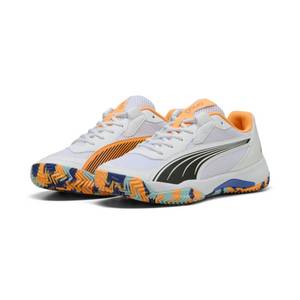 Puma NOVA Court Padelschuhe Erwachsene  White Black Vivid Blue Heat Fire 