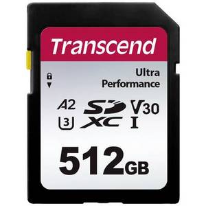  Transcend TS64GSDC340S SDXC-Karte 512 GB A1 Application Performance Class, A2 Application Performance Class, v30 Video Speed Class, UHS-Class 3 stoßsicher, 