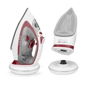 Tzs First Austria Dampfbügeleisen Dampfbügeleisen kabellos, mit Basisstation, verstellbare Temperatur, 2400 W, Keramik, Vertikaldampf, Tropfstop, Antikalk, 450 ml Wassertank 