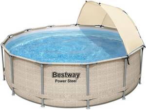 Bestway Power Steel Pool-Set Ø 396 x 107 cm mit Filterpumpe (5614V) Aufstellpool