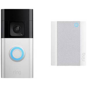  ring B0BFJNL42P IP-Video-Türsprechanlage Video Doorbell + Chime (2nd Gen) WLAN Nickel (matt), Schwarz 