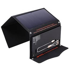  AMIRO Solar Powerbank 21W & 13000 mAh Batterie mit USB-A & USB-C Anschluss, 3 Solarpaneelen, digitaler Batterieanzeige - zum Laden über USB Anschluss wie Iphone, Android, MacBook, LX PB21 schwarz/grau 