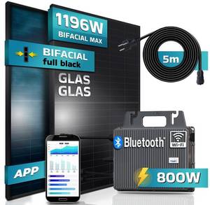 SUNNIVA Balkonkraftwerk 1196/800W 2 x 460Wp Module + TSUN TSOL-MS800 + 5m Schuko-Netzkabel Balkonkraftwerk