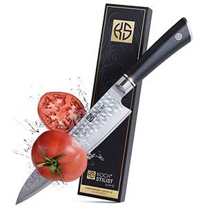 KOCHSTILIST by Kris Wu Damastmesser scharf, 20 cm - Messer, Damast, Chef, Japan, Kochmesser, Küchenmesser, Damaszener Stahl (67-Lagen) 