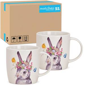 Otto matches21 HOME & HOBBY Tasse Kaffeetassen 36er Set Ostern Frühling gemalte Oster-Hasen Eier, Porzellan, Tee Kaffee-Becher klassisch weiss bunt 350 ml 