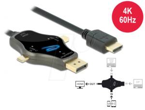 Delock 85974 - 3in1 Kabel USB-C/DP/Mini-DP auf HDMI 1,75m 