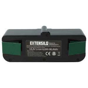 EXTENSILO »Ersatz für iRobot 4374392, 4376392, 4462425, 4502233, 2130LI für Staubsauger / Saugroboter (6000mAh, 14,4V, Li-Ion)« Staubsauger-Akku 6000 mAh, Ersatz für iRobot 4374392, 4376392, 4462425, 4502233, 2130LI für Staubsauger / Saugroboter 