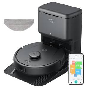  eufy L60 Saugroboter mit Absaugstation und Wischfunktion, 5.000Pa Saugkraft, Anti-Haar-Verwicklung, Absaugstation 60 Tage ohne Leeren, iPath-Laser-Navigation, für Hartböden, Google & Alexa 