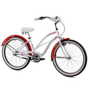 Chrisson Sandy Beachcruiser 26 Zoll Damen Herren 155 - 170 cm Beach Cruiser Fahrrad 3 Gang Nabenschaltung Strandfahrrad weiß/rot 41 cm 