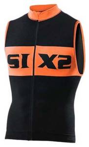 SIX2 Luxury Sleeveless Bike Jersey Black / Orange Radtrikot kurzarm