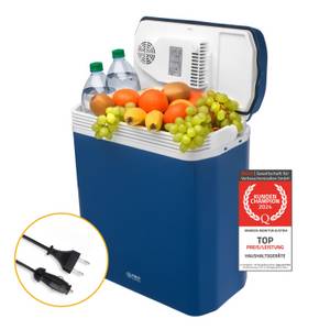 Tzs First Austria Elektrische Kühlbox elektrische Kühlbox, 24L, 12V /230V Anschluss, 12-V-Stecker fürs Auto, für Camping, Festivals, Reisen, mit Kühl- und Warmhaltefunktion 
