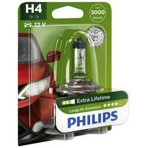 Philips Fahrzeugscheinwerferlampe »LongLife Ecovision«, H4, 60/55 W - gruen 