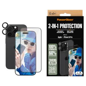 CARE by PanzerGlass Displayschutzglas »2-in-1 Protection, Glass, Lens Protector«, für Apple iPhone 16 Pro, Displayschutzfolie, Schutzfolie, Bildschirmschutz, kratz- & stoßfest 