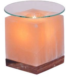 HIMALAYA SALT DREAMS Salzkristall-Tischlampe »Kubus«, E14, 1 St., Warmweiß, Handgefertigt aus Salzkristall - jeder Stein ein Unikat, H: ca.13 cm 