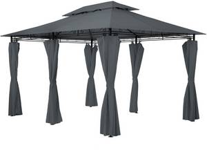 Tectake Luxus Gartenpavillon 4x3 mit 6 Seitenteilen anthrazit Faltpavillon