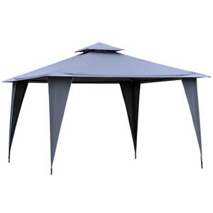 Outsunny Pavillon mit Doppeldach 350 x 350 x 270 cm (LxBxH)   Gartenzelt Partyzelt Festzelt Gartenpavillon 