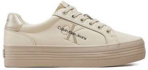 Calvin Klein Sneakers Vulc Flatform Laceup Lth YW0YW01474 Écru Plateau-Sneaker