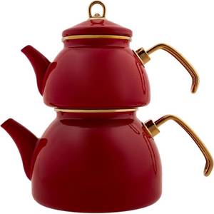 Karaca Teekanne » Retro Enamel Red Teapot CAYDANLIK« 