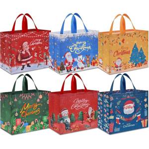 LuxusKollektion Geschenkpapier Geschenktüten Weihnachten Non Woven Griffe 40 36 15CM 6 Stück 