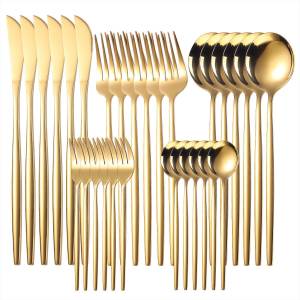 Home safety Besteck-Set 24/60tlg.Essbesteck-Set Edelstahl Gold Rostfrei (60-tlg), 12 Personen, Edelstahl 