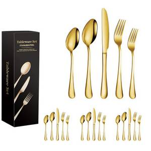 Sanorum Besteck-Set 20 teilig Besteck Set Gold aus Edelstahl (20-tlg), 4...