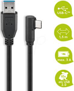 Goobay 66502 - Kabel USB 3.0 Typ-C > Typ-A 3.0 90°, 1,5 m 