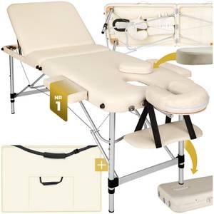 Tectake 3 Zonen Massageliege mit 5cm Polsterung und Aluminiumgestell - beige 