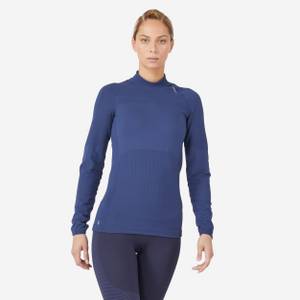 Kiprun Laufshirt langarm Damen seamless  Skincare blau 