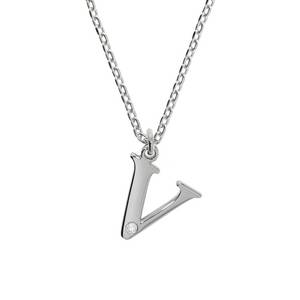 Diamonds By Ellen K. Anhänger mit Kette 925/- Sterling Silber Diamant 0,008ct. Buchstabe V 