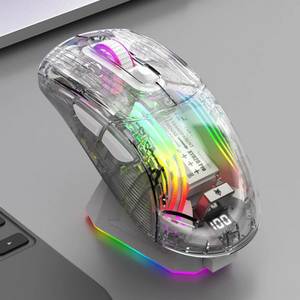 Powerwill Transparente Gaming-Maus, 3 Modi, kabellos, RGB Gaming-Maus (USB,...