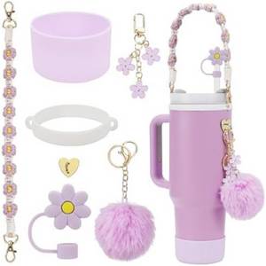 RWEUOQ Tumbler-Glas Tumbler-Glas Stanley Cup Zubehör Set Silikon Stiefel Strohhalm 1,2 l, Schlüsselanhänger Stroh-Ornamente Stanley-Charms für Stanley Cup 