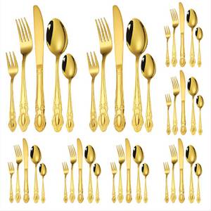 KEENZO Besteck-Set 40-teilig Besteckset Royal Gold aus Edelstahl für 8 Personen 