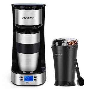 Aigostar Kaffeemaschine mit Mahlwerk, Korbfilter, Kaffeemaschine mit Thermobecher, 24h-Timer, AutoClean-Funktion 