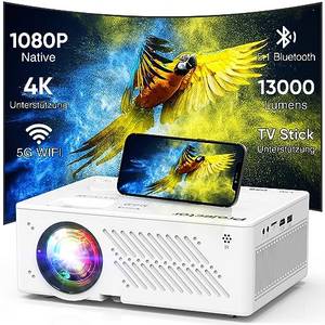  Beamer, Native 1080P 5G WiFi Bluetooth, 350 ANSI 4K unterstützt Filmprojektor,Tragbarer Outdoor mit maximal 300“ Display, Heimkino Video kompatibel mit TV-Stick, HDMI, Mobiltelefon 