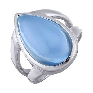 Jamelli Ring 925 Silber rhodiniert Quarz hellblau (beh.) 