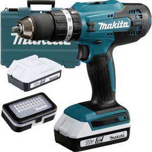 Makita HP488D011 Akku-Schlagbohrschrauber 18 V 1.5 Ah Li-Ion inkl. 2. Akku, inkl. Ladegerät, inkl. Koffer, mit Zubehör 