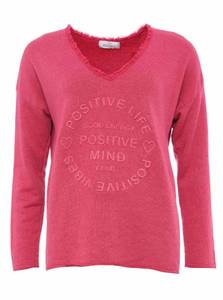 Zwillingsherz Sweatshirt, mit ausgefranstem V-Ausschnitt im Vintage Look 