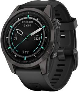 Garmin Epix™ Pro Gen 2 Sapphire 42mm Schwarz/Carbongrau Titan + Silikon-Armband Sportuhr