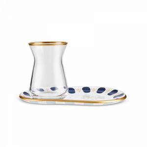 Karaca Teeservice  Belem Marineblau 12-teiliges Teeglas Teeservice Set 