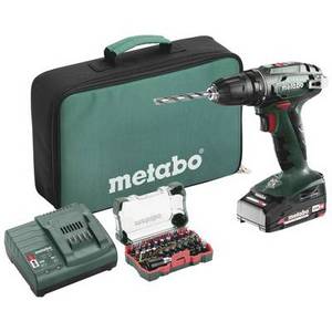 Metabo BS 18 Set 602207580 Akku-Bohrschrauber 18 V 2 Ah Li-Ion inkl. 2. Akku, bürstenlos, inkl. Koffer, inkl. Ladegerät, mit Zubehör 